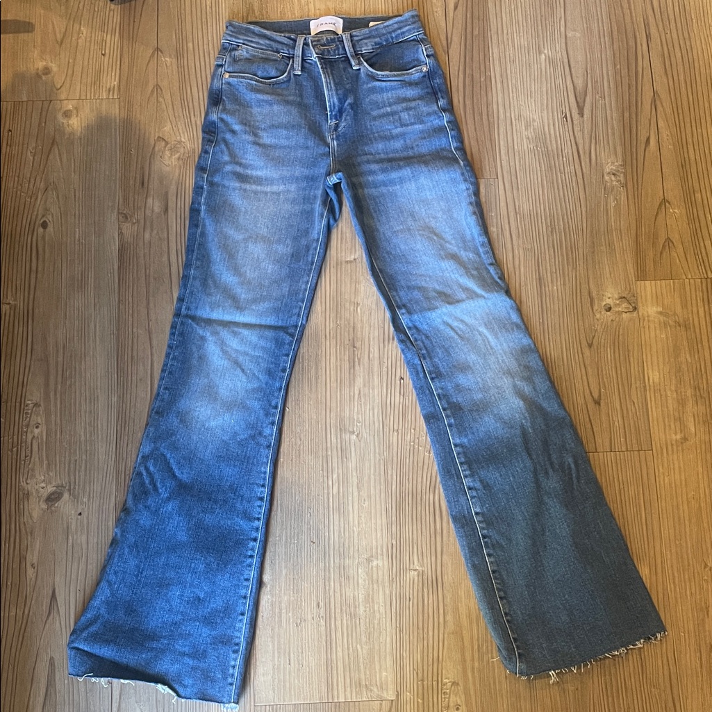 Frame Denim Flare Jeans In Deep Blue